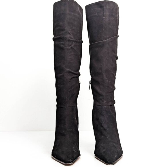 Vince Camuto Women Derika Black Suede Pointy Toe Zip Tall Boots Size 9 - Picture 2 of 9
